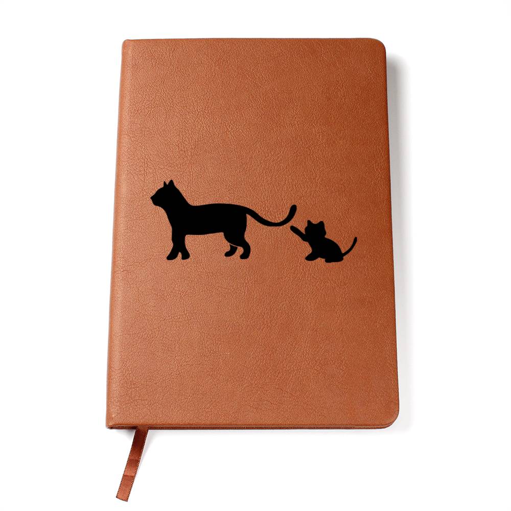 Mama Cat With 1 Kitten - Vegan Leather Journal