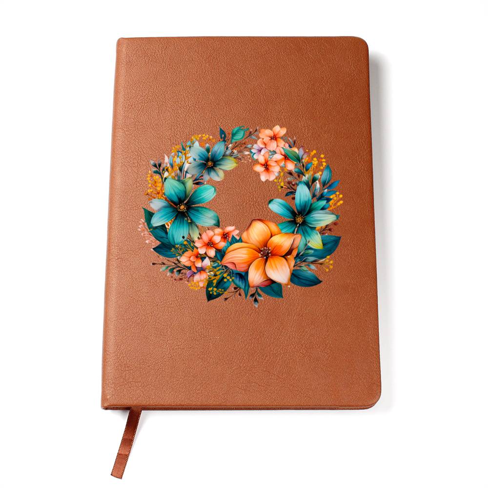 Floral Flower Wreath 066 - Vegan Leather Journal