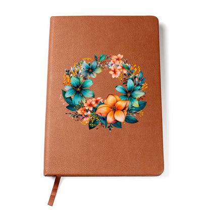 Floral Flower Wreath 066 - Vegan Leather Journal