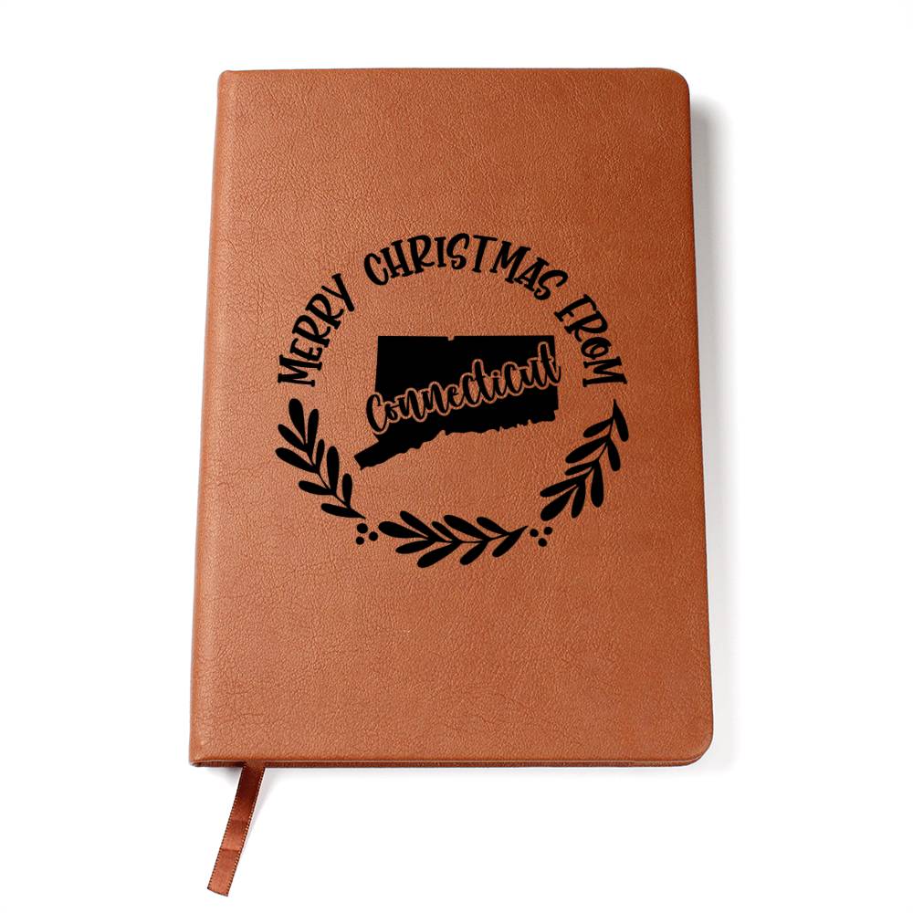Merry Christmas From Connecticut - Vegan Leather Journal