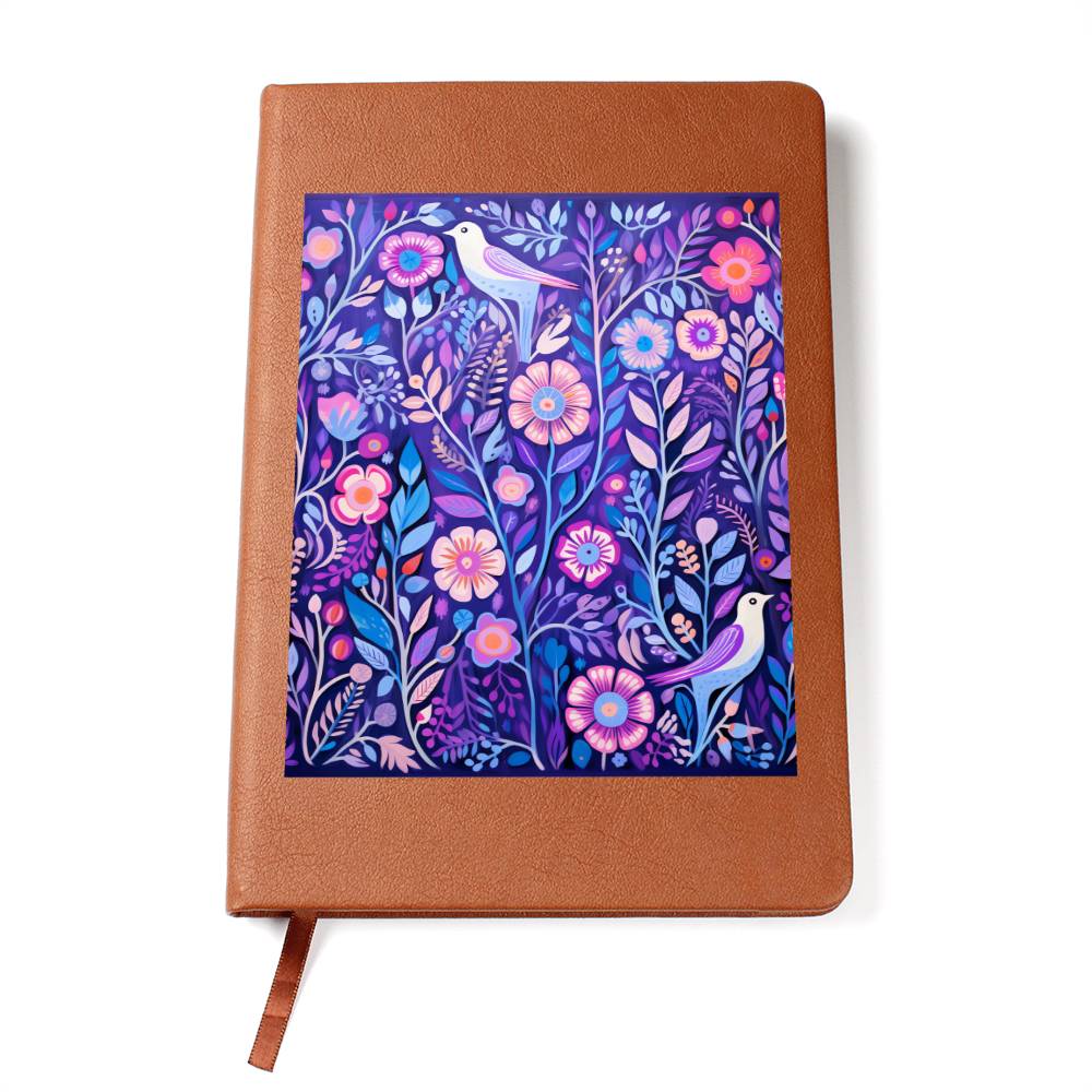 Birds And Floral Design 119 - Vegan Leather Journal