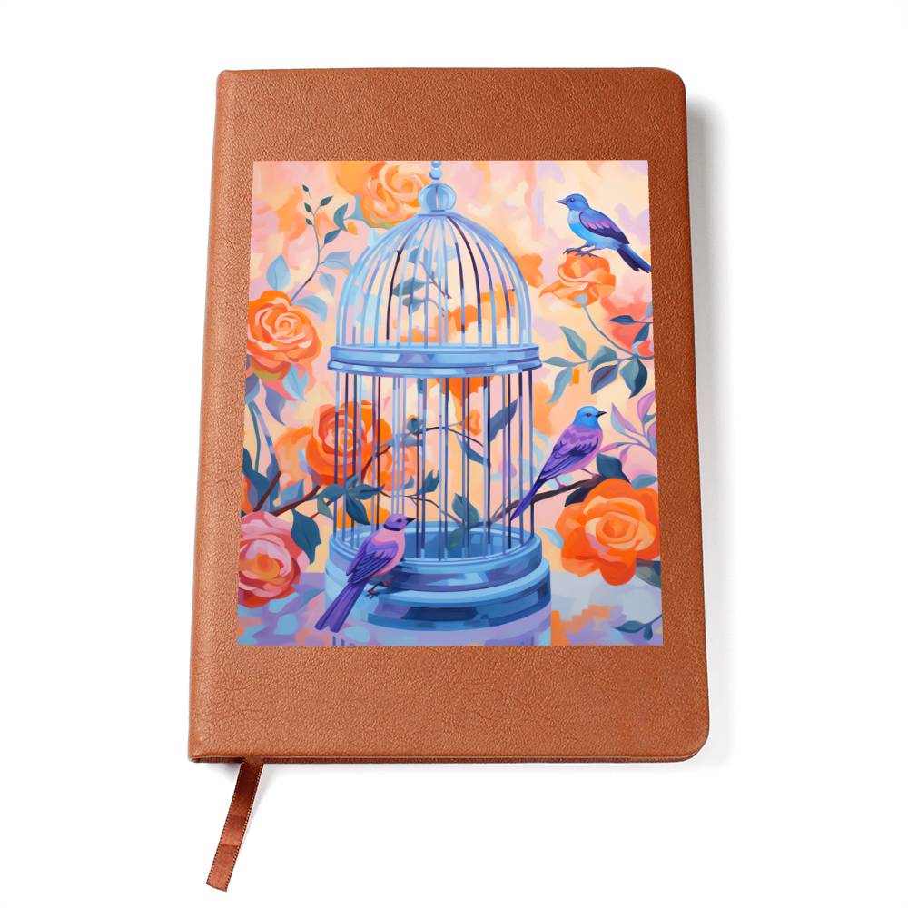 Birds And Floral Design 136 - Vegan Leather Journal