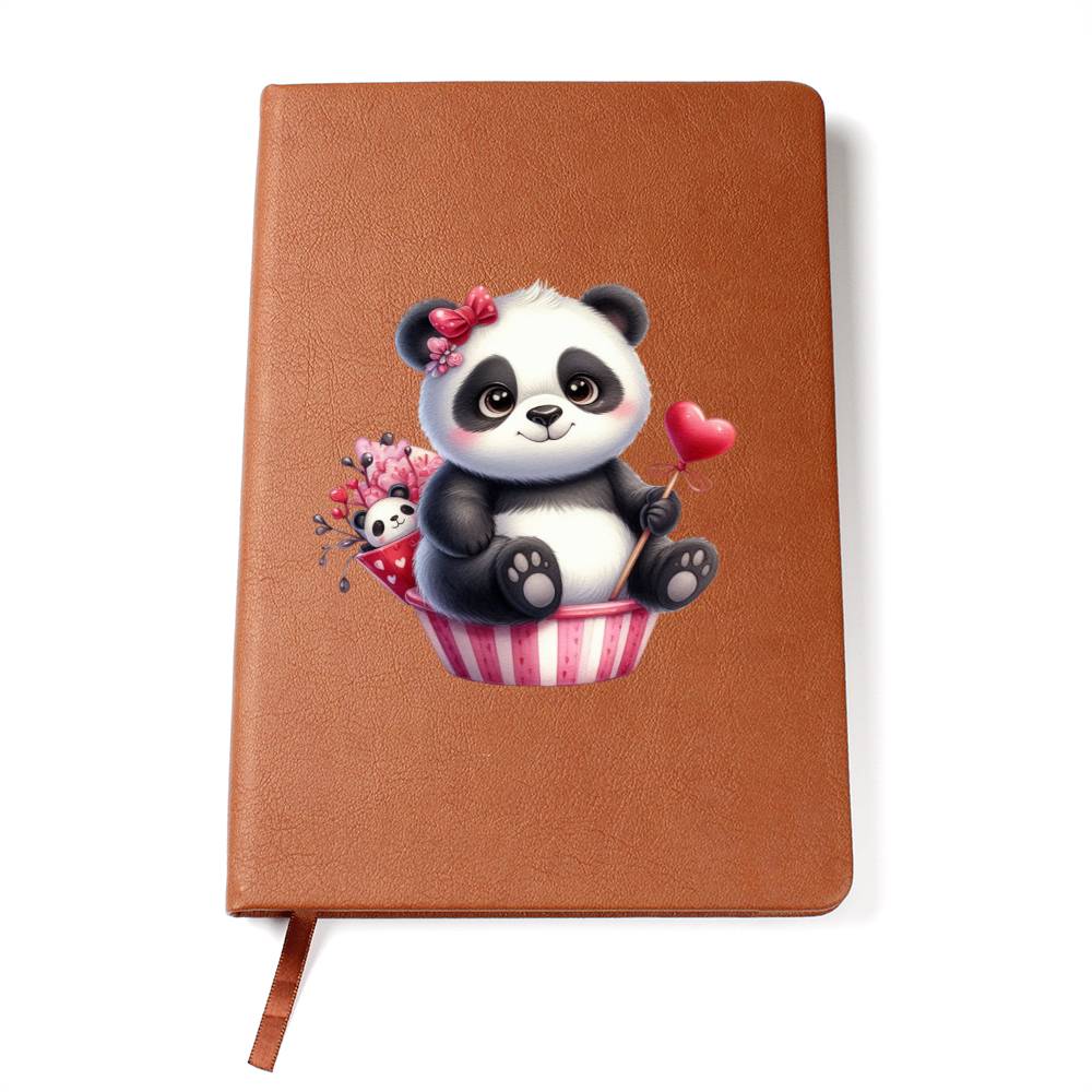 Valentine's Day Panda 001 - Vegan Leather Journal