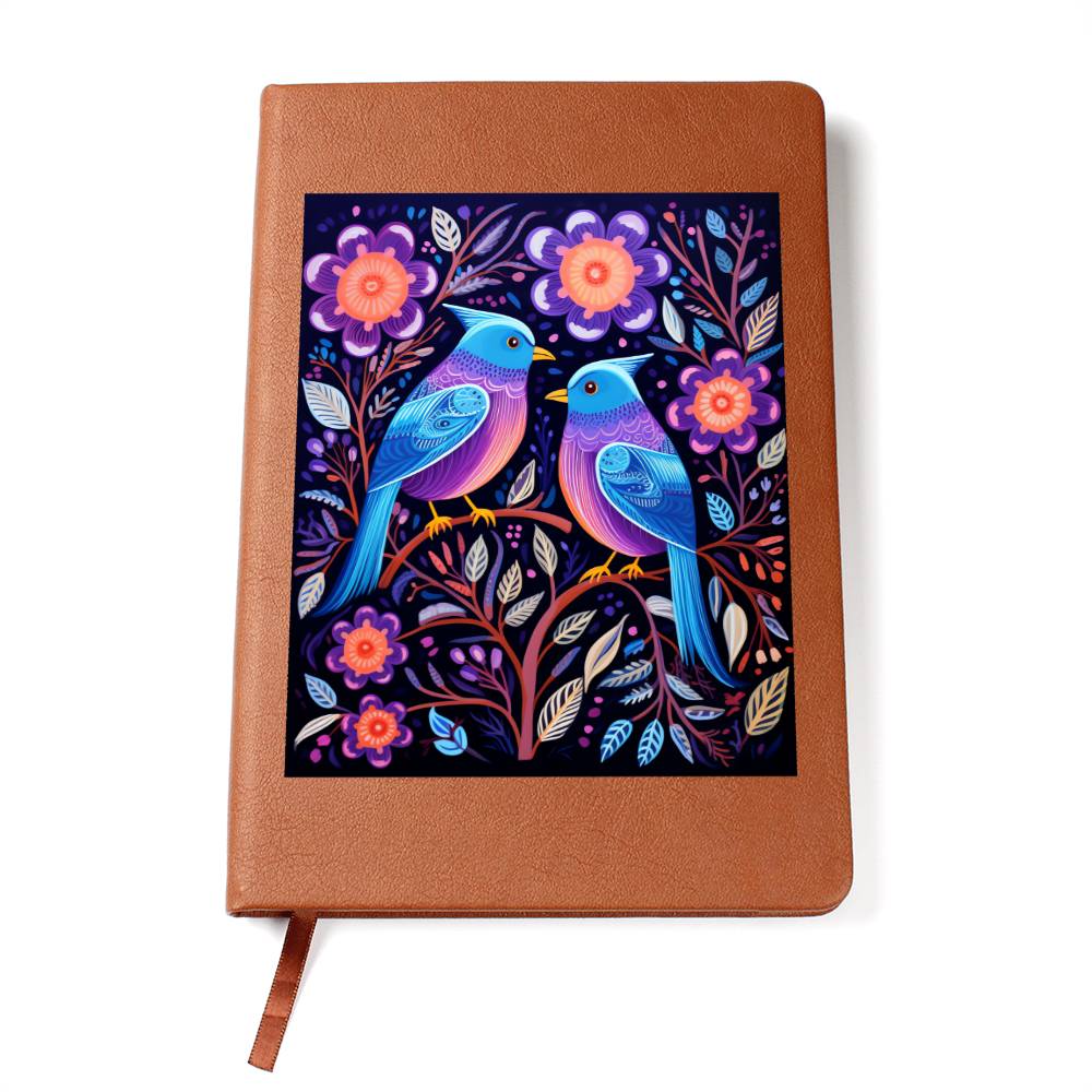 Birds And Floral Design 145 - Vegan Leather Journal