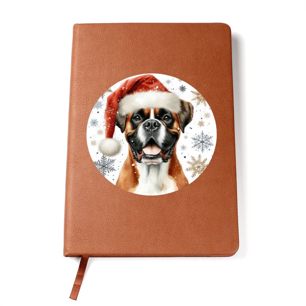 Christmas Dog - Boxer - Vegan Leather Journal