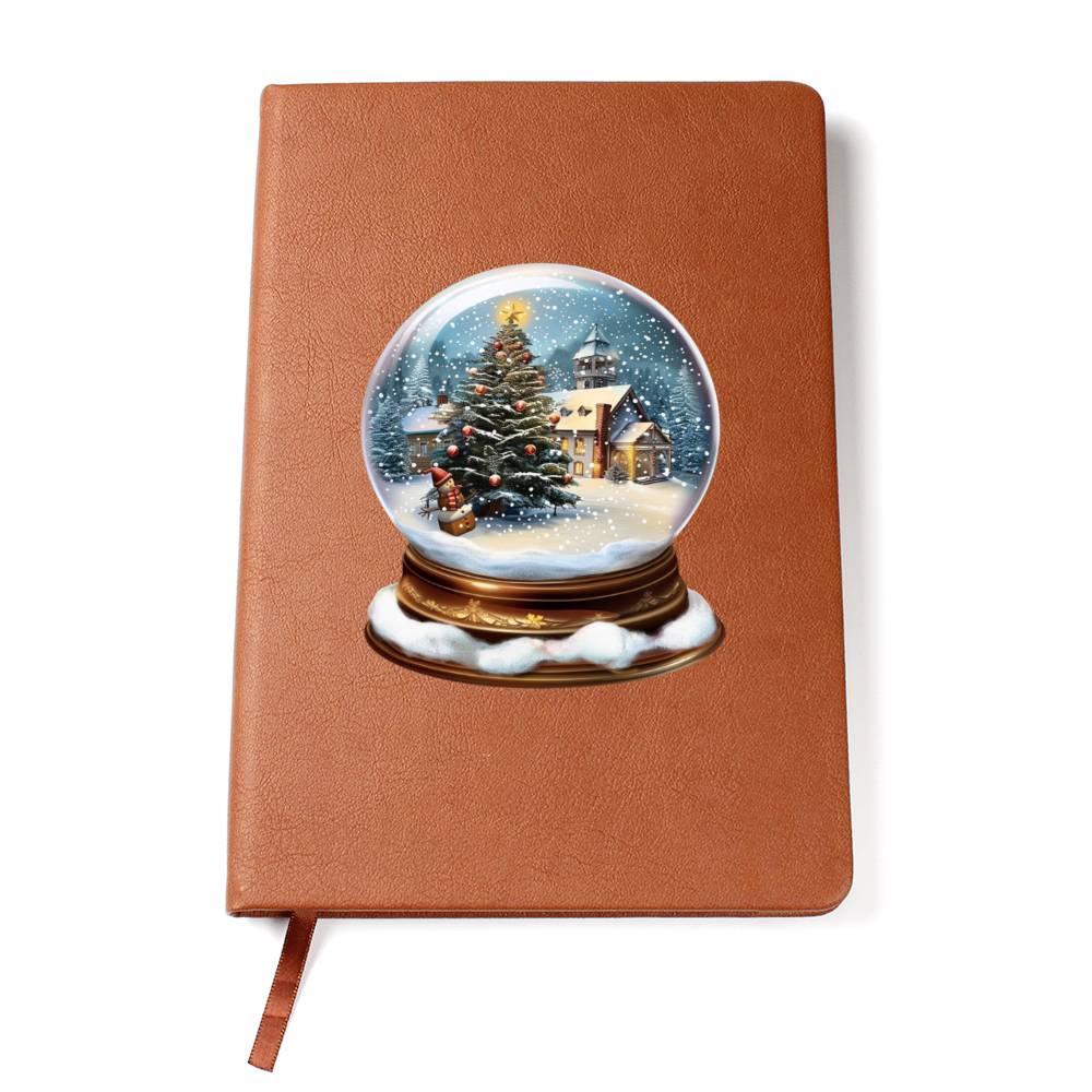 Watercolor Christmas Snow Globe 047 - Vegan Leather Journal