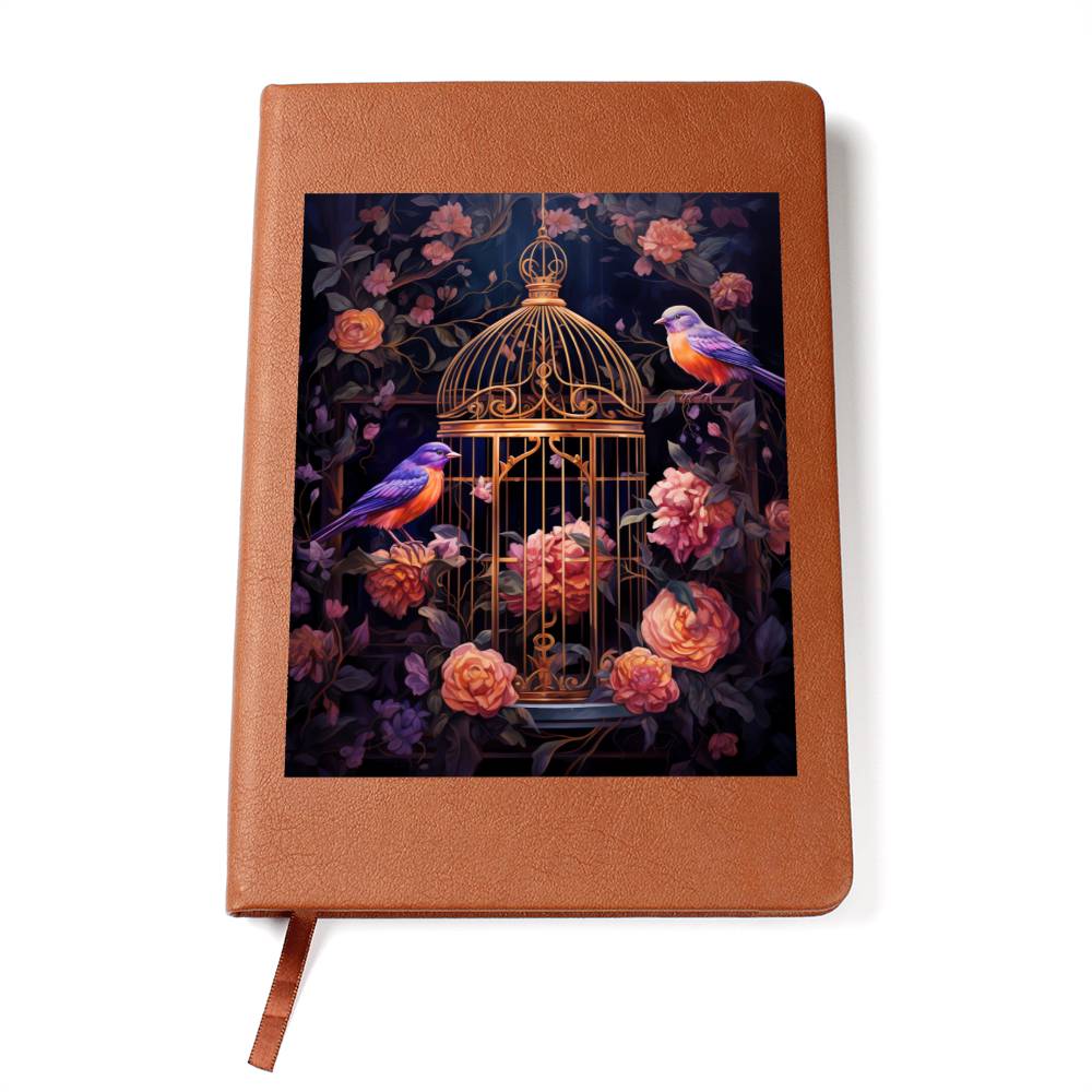 Birds And Floral Design 082 - Vegan Leather Journal
