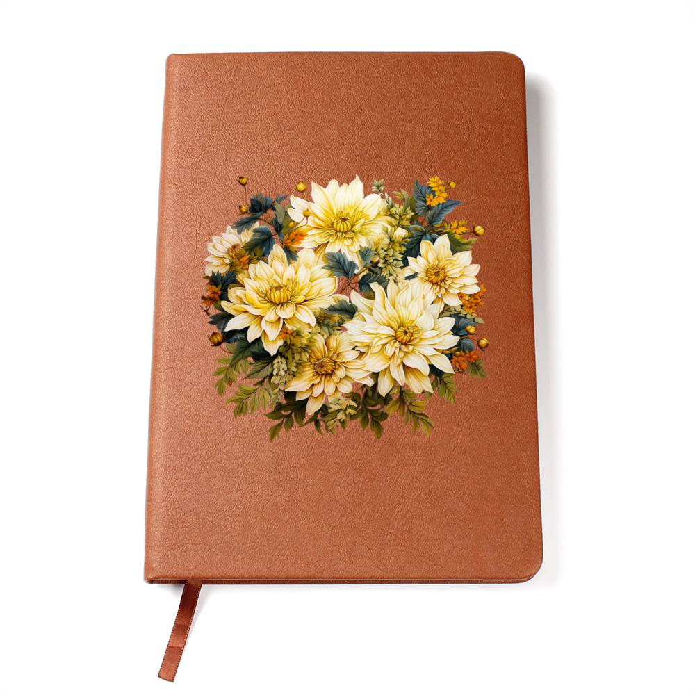 Floral Flower Wreath 096 - Vegan Leather Journal