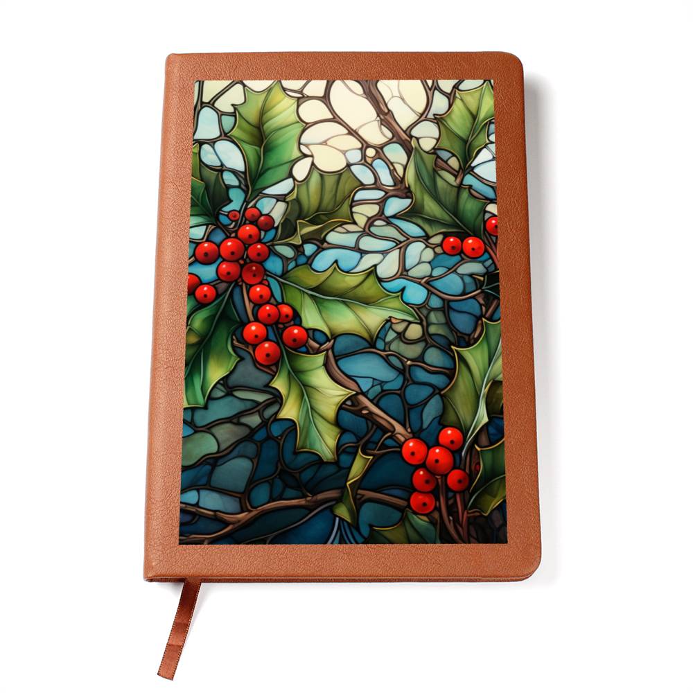 Christmas Stained Glass Design 035 - Vegan Leather Journal