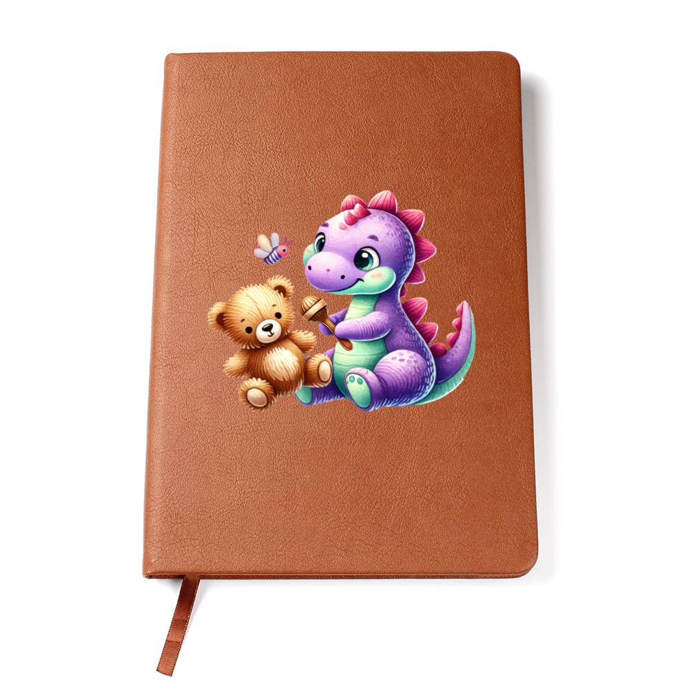 Colorful Baby Dinosaur 046 - Vegan Leather Journal