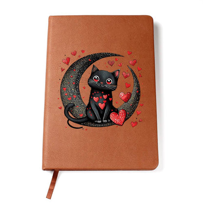 Valentine's Day Black Cat 027 - Vegan Leather Journal