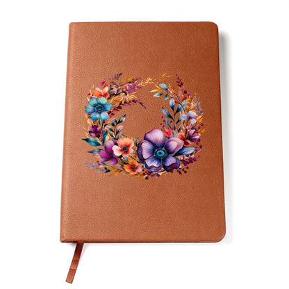 Floral Flower Wreath 067 - Vegan Leather Journal