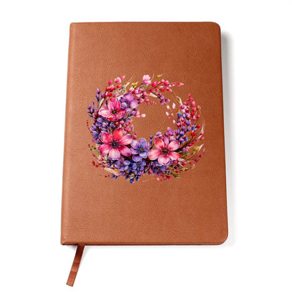 Floral Flower Wreath 081 - Vegan Leather Journal