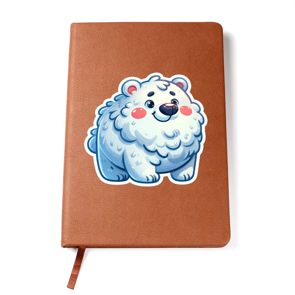 Cute Polar bear sticker 129 - Vegan Leather Journal