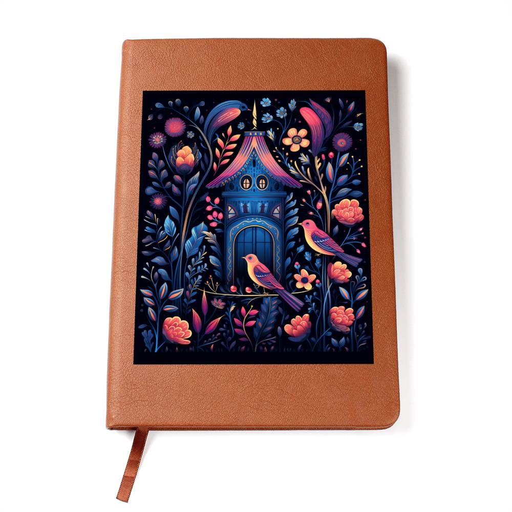 Birds And Floral Design 170 - Vegan Leather Journal