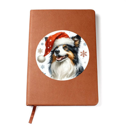 Christmas Dog - Border Collie - Vegan Leather Journal