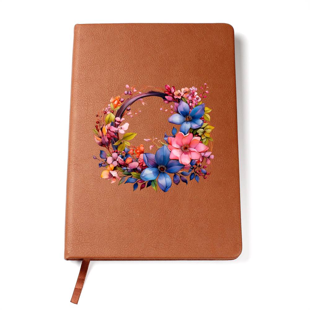 Floral Flower Wreath 023 - Vegan Leather Journal