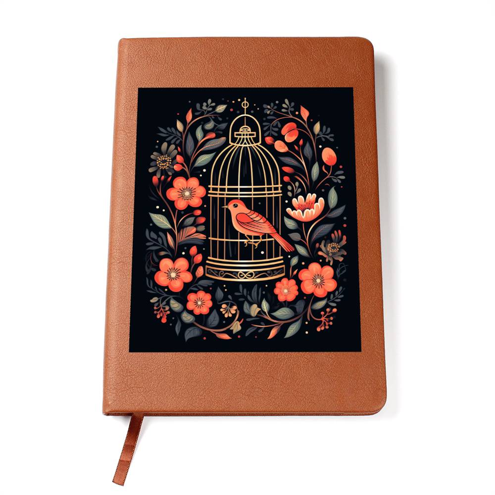 Birds And Floral Design 159 - Vegan Leather Journal