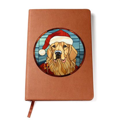 Dog Stained Glass Christmas Design 010 - Vegan Leather Journal