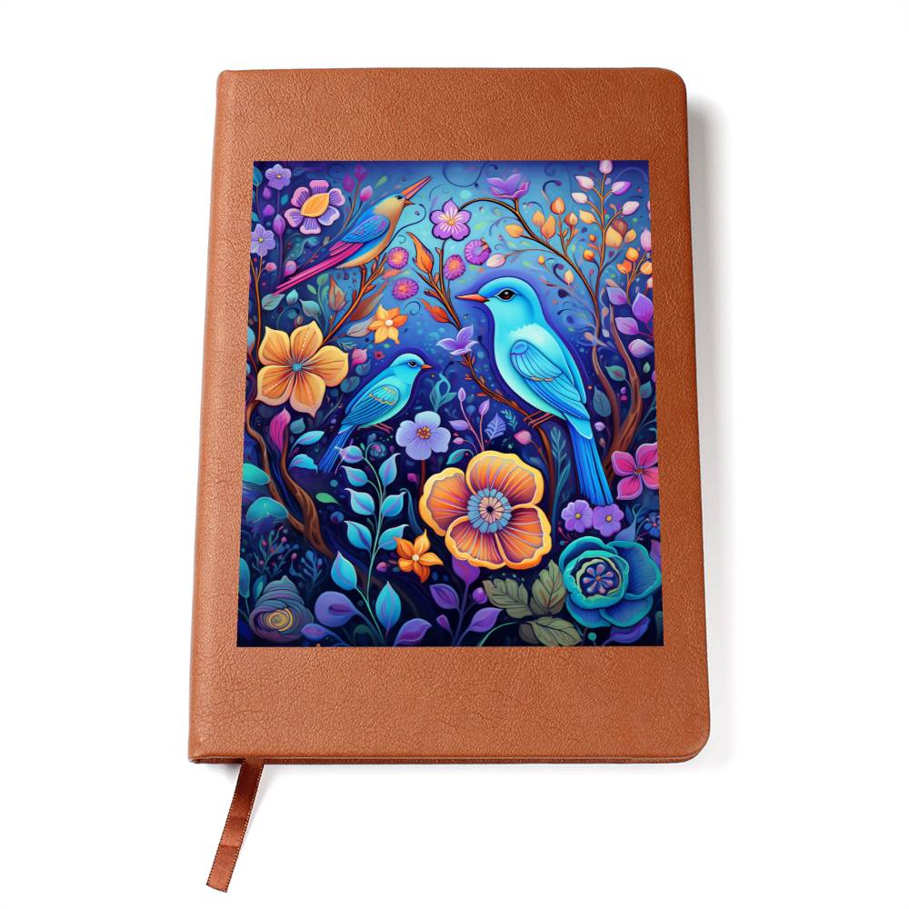 Birds And Floral Design 063 - Vegan Leather Journal