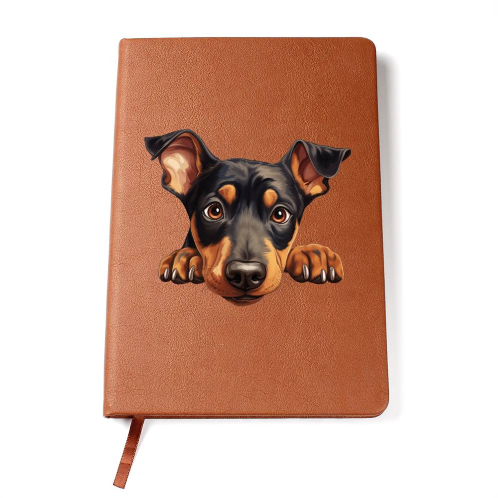 Doberman Pinscher Peeking - Vegan Leather Journal