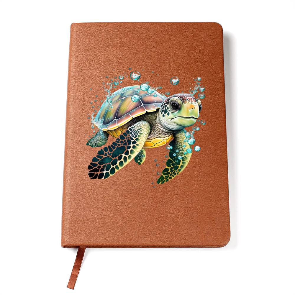 Cute Sea Turtle 004 - Vegan Leather Journal