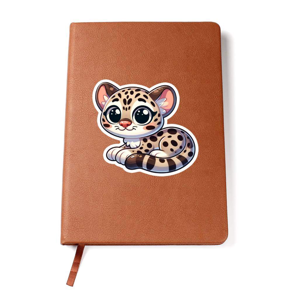 Cute Ocelot sticker 104 - Vegan Leather Journal