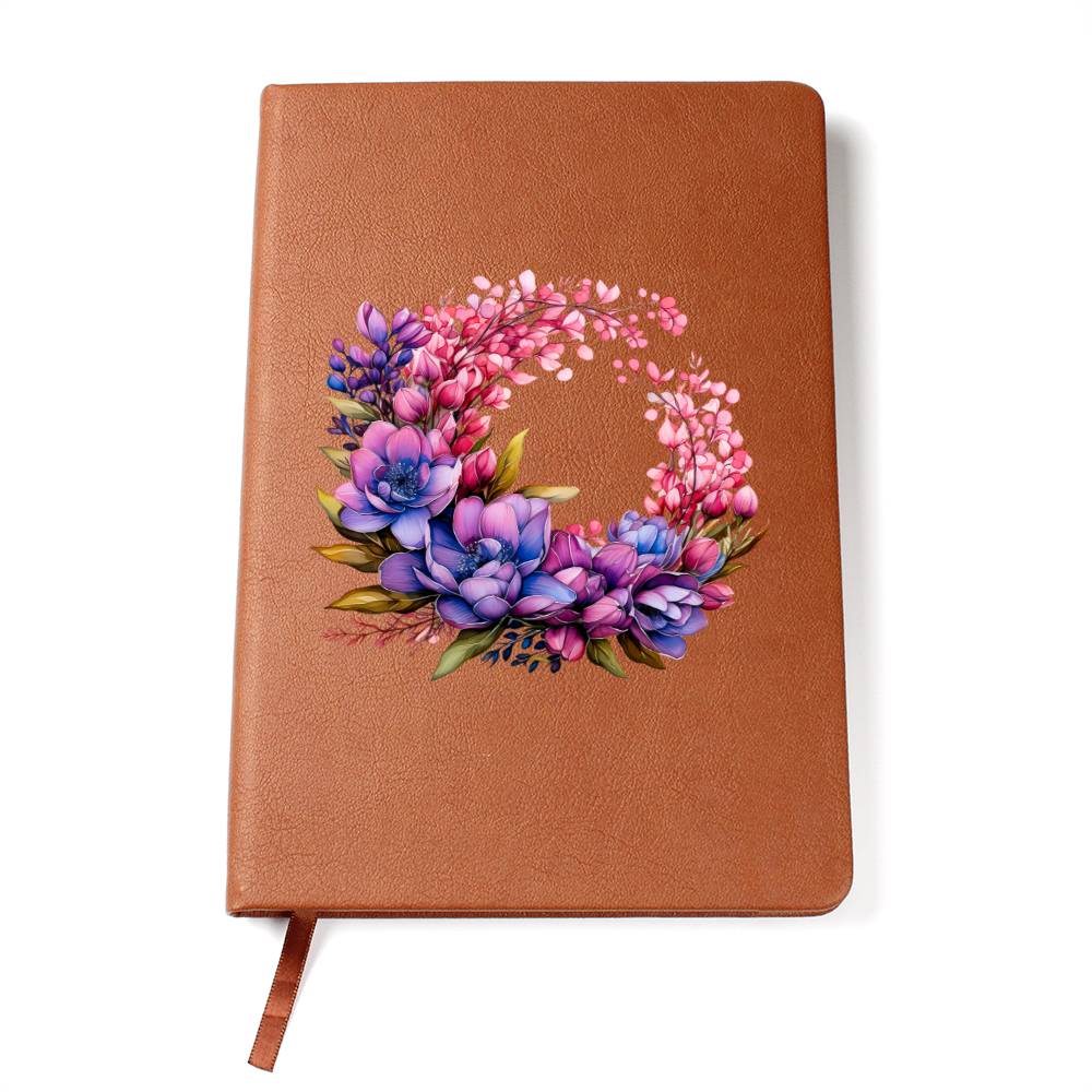 Floral Flower Wreath 132 - Vegan Leather Journal