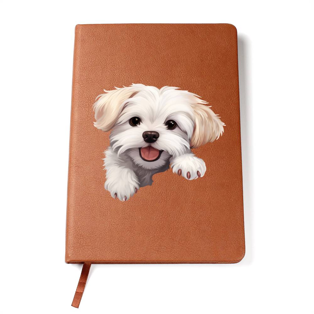 Maltese Peeking - Vegan Leather Journal