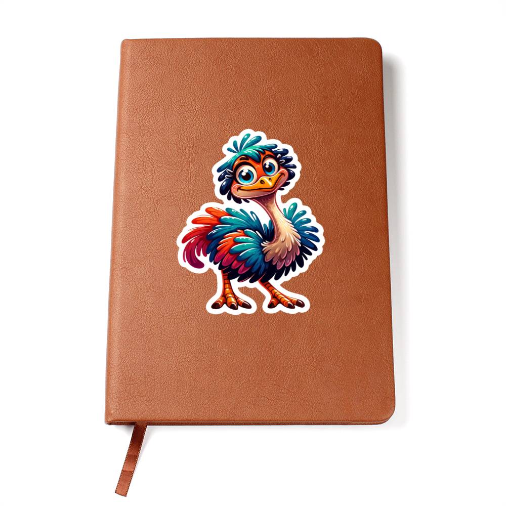 Cute Ostrich sticker 111 - Vegan Leather Journal