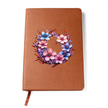 Floral Flower Wreath 071 - Vegan Leather Journal