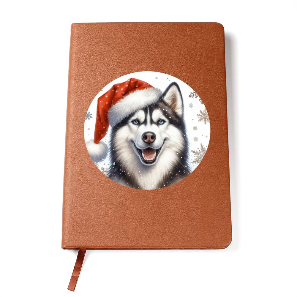 Christmas Dog - Siberian Husky Dog - Vegan Leather Journal