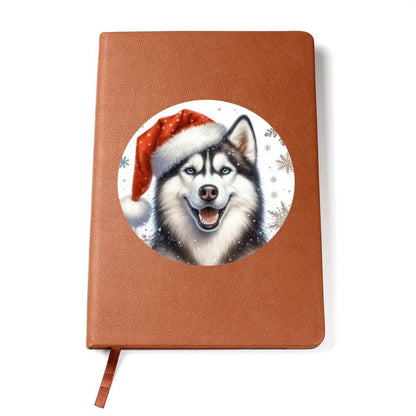 Christmas Dog - Siberian Husky Dog - Vegan Leather Journal