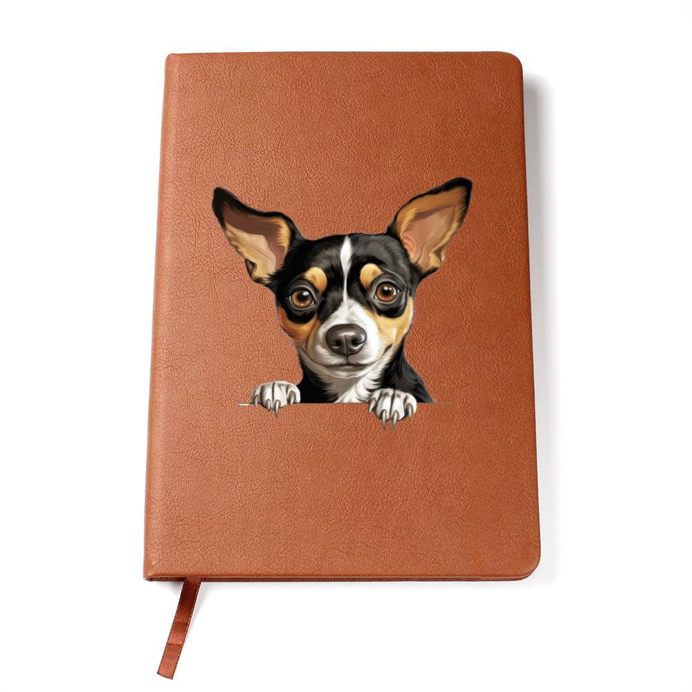 Rat Terrier Peeking - Vegan Leather Journal