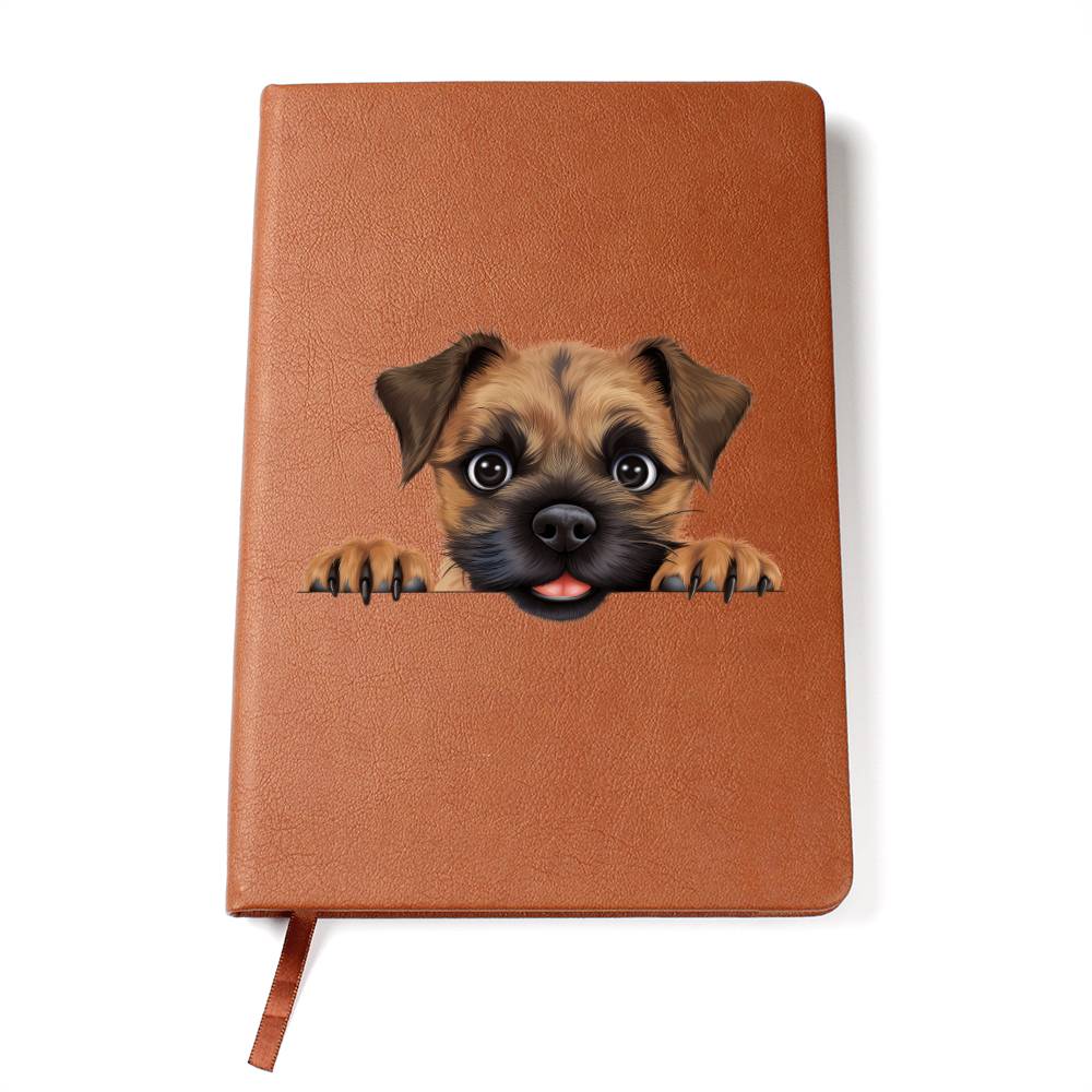 Border Terrier Peeking - Vegan Leather Journal