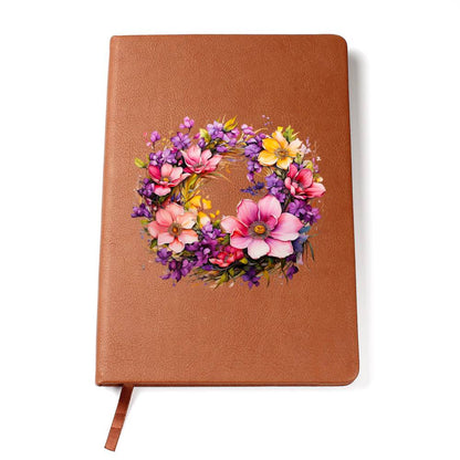 Floral Flower Wreath 046 - Vegan Leather Journal
