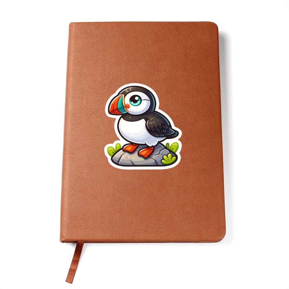 Cute Puffin sticker 121 - Vegan Leather Journal