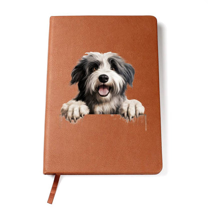 Polish Lowland Sheepdog Peeking - Vegan Leather Journal