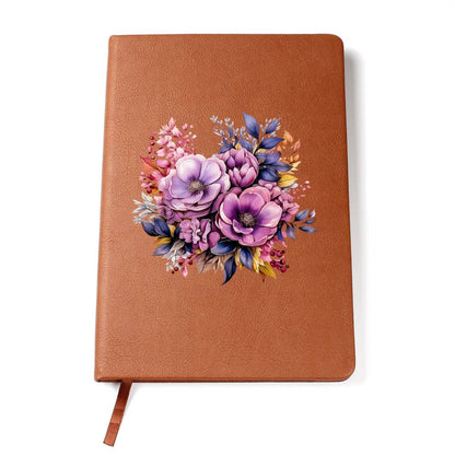 Floral Flower Wreath 054 - Vegan Leather Journal