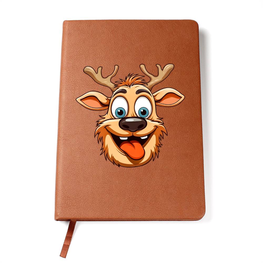Funny Reindeer Face 07 - Vegan Leather Journal