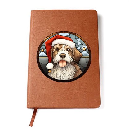 Dog Stained Glass Christmas Design 021 - Vegan Leather Journal