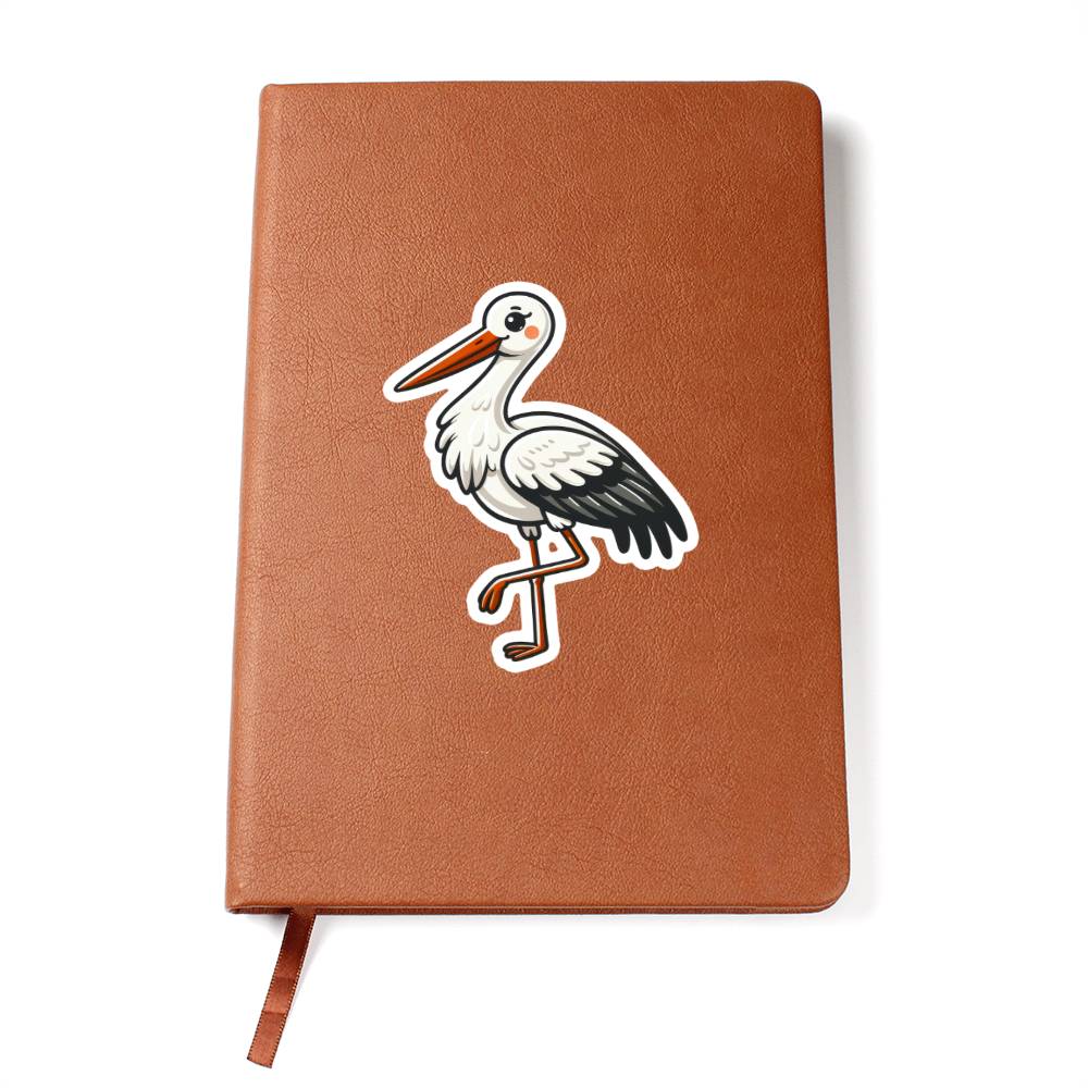 Cute Stork sticker 170 - Vegan Leather Journal