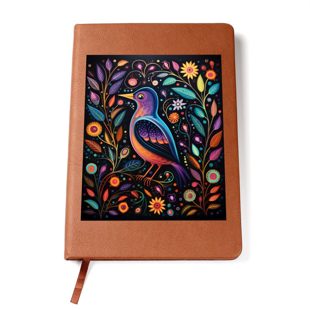 Birds And Floral Design 065 - Vegan Leather Journal