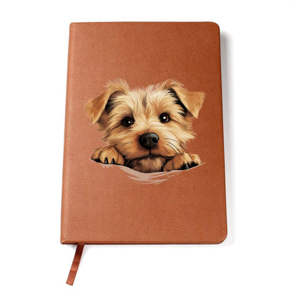 Norfolk Terrier Peeking - Vegan Leather Journal