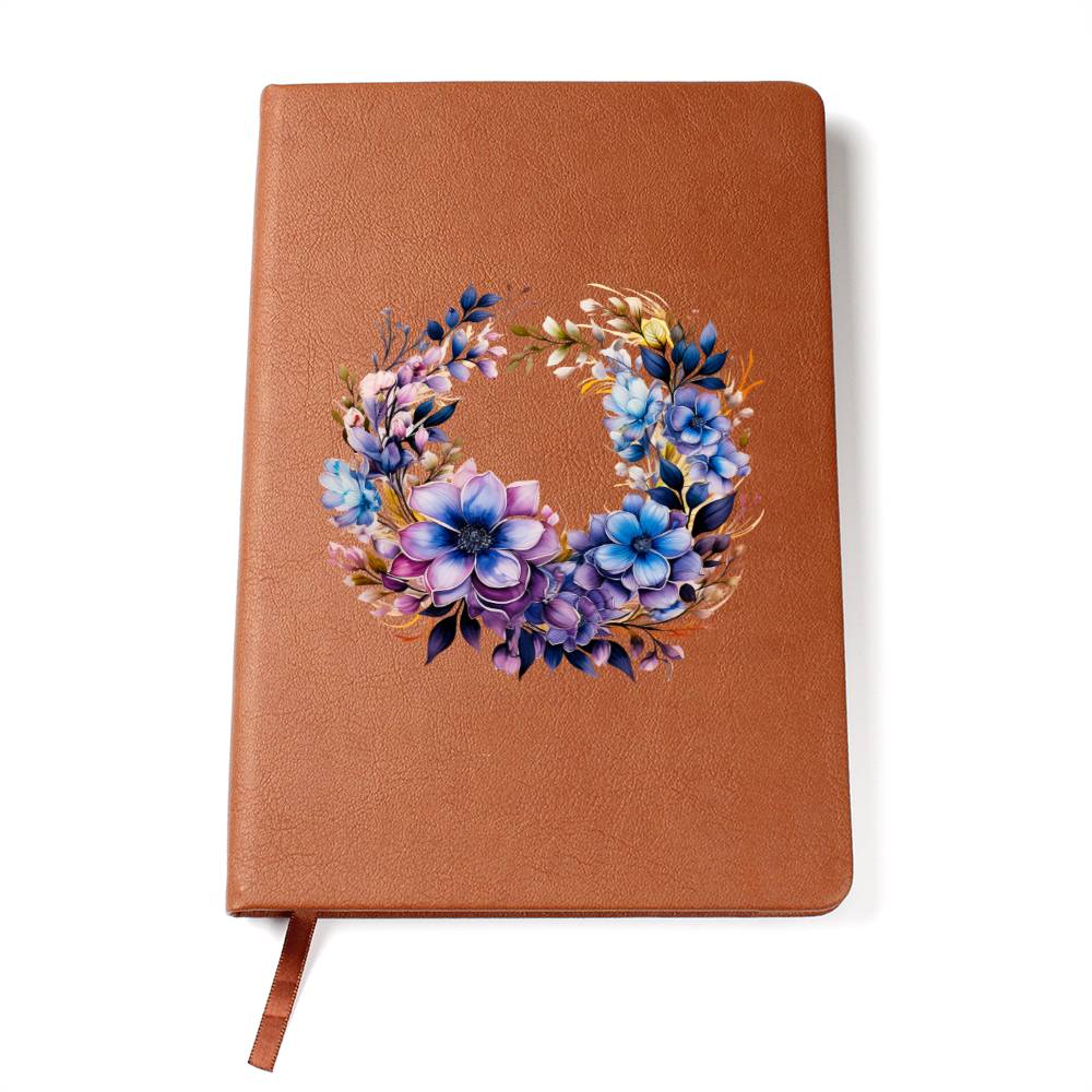 Floral Flower Wreath 087 - Vegan Leather Journal