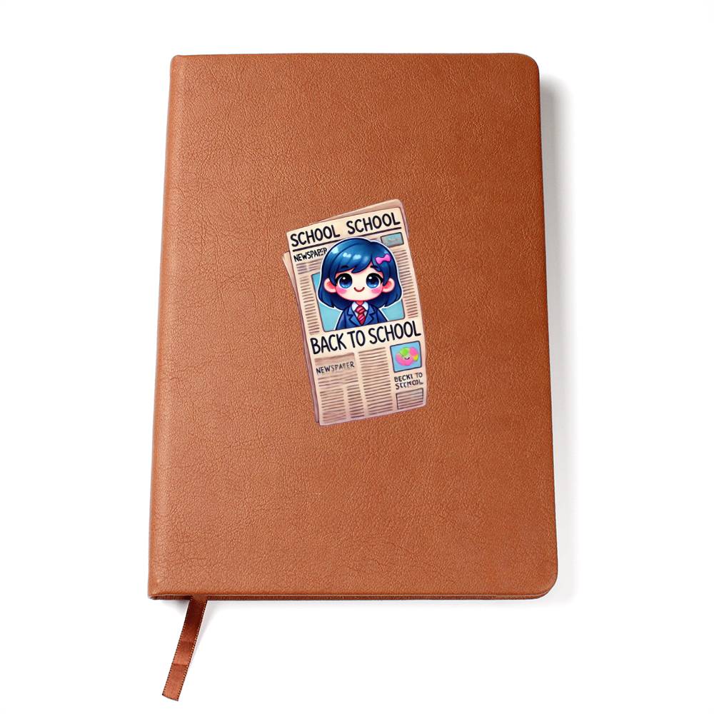 Cute Back to School Sticker 028 - Vegan Leather Journal