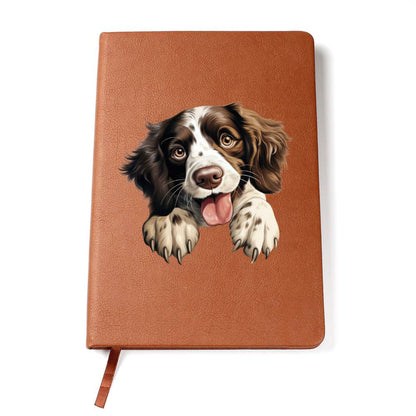 English Springer Spaniel Peeking - Vegan Leather Journal