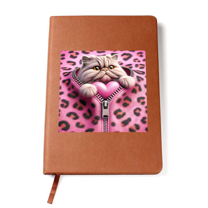 Valentine's Day Cat And Zipper 010 - Vegan Leather Journal