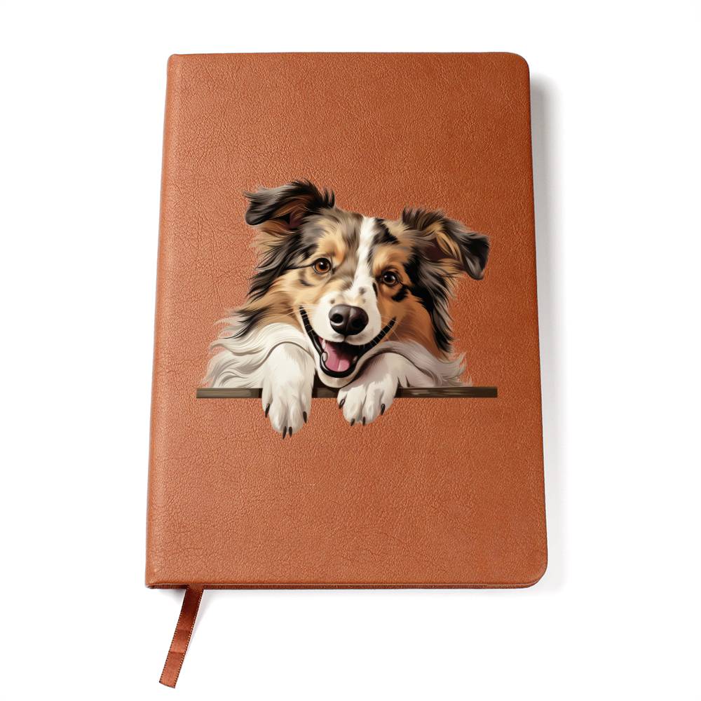 Shetland Sheepdog Peeking - Vegan Leather Journal