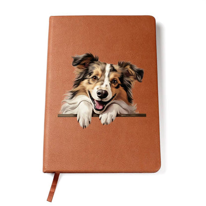 Shetland Sheepdog Peeking - Vegan Leather Journal